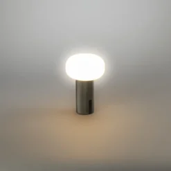 Konstsmide Antibes Mini genopladelig bordlampe, nikkel