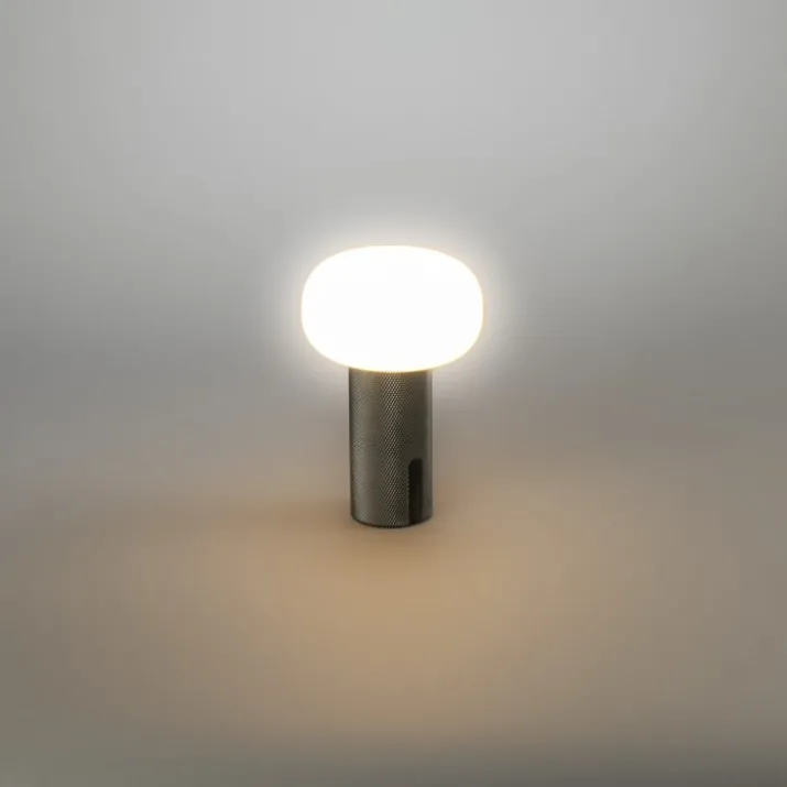 Konstsmide Antibes Mini genopladelig bordlampe, nikkel