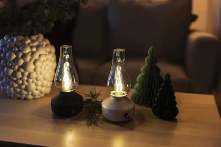 Konstsmide genopladelig "olie"lampe, sort