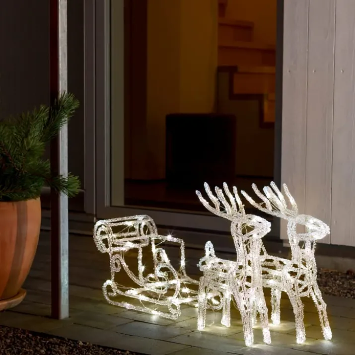 Konstsmide julelandsskab rensdyr med slæde