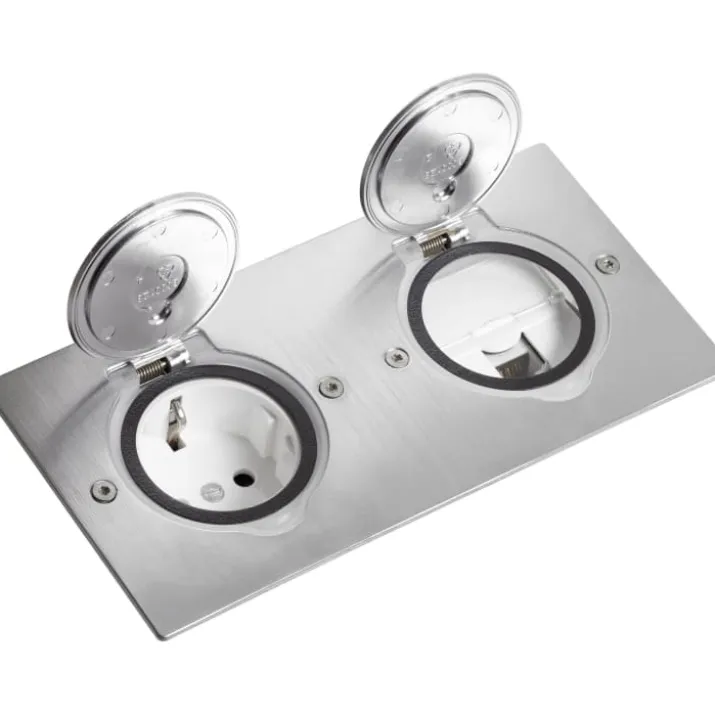 Legrand gulvstikkontakt, 2x2 modul, stål