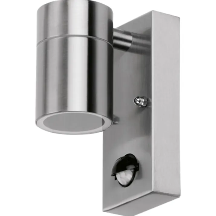 4lite Marinus Sleek udendørs væglampe med sensor, rustfrit stål