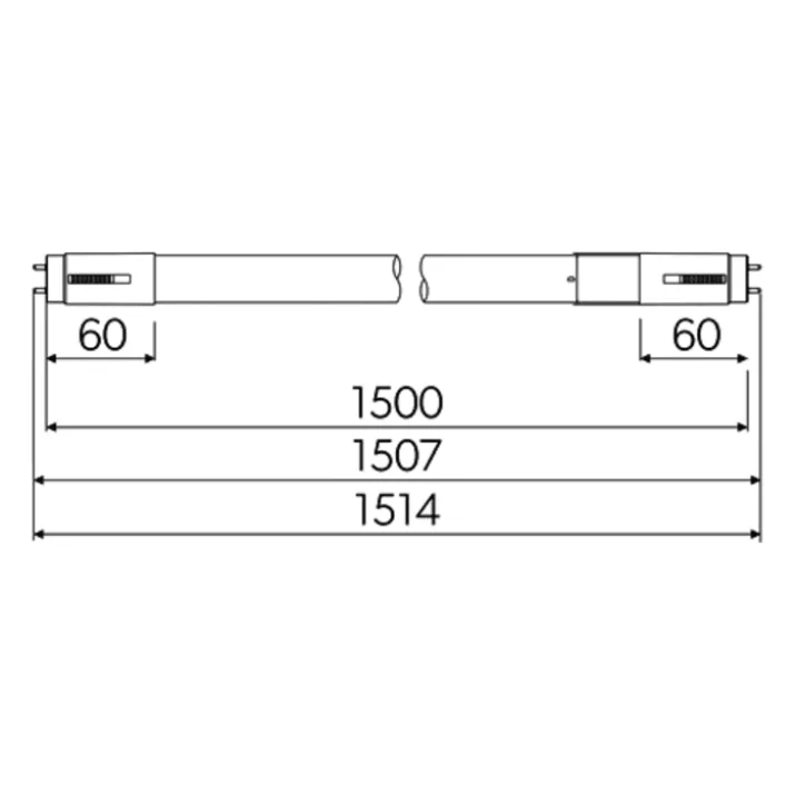 4lite T8 lysstofrør, 12W/22W, 150 cm