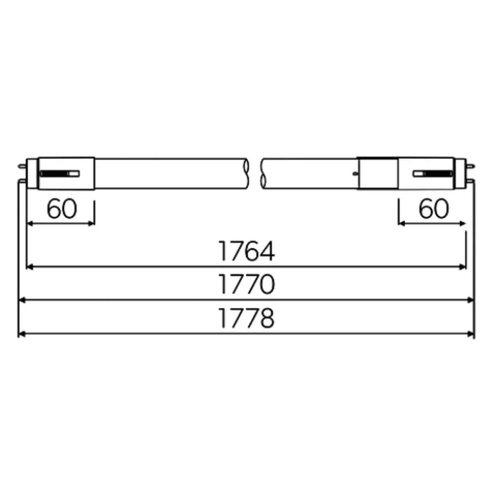 4lite T8 lysstofrør, 12W/24W, 180 cm