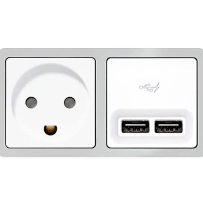 LK Fuga afdækning for 2 x USB-lader, 1 modul, hvid