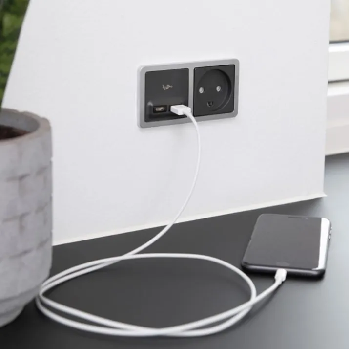 LK Fuga Slim designramme, 2x1 modul, stålmetallic