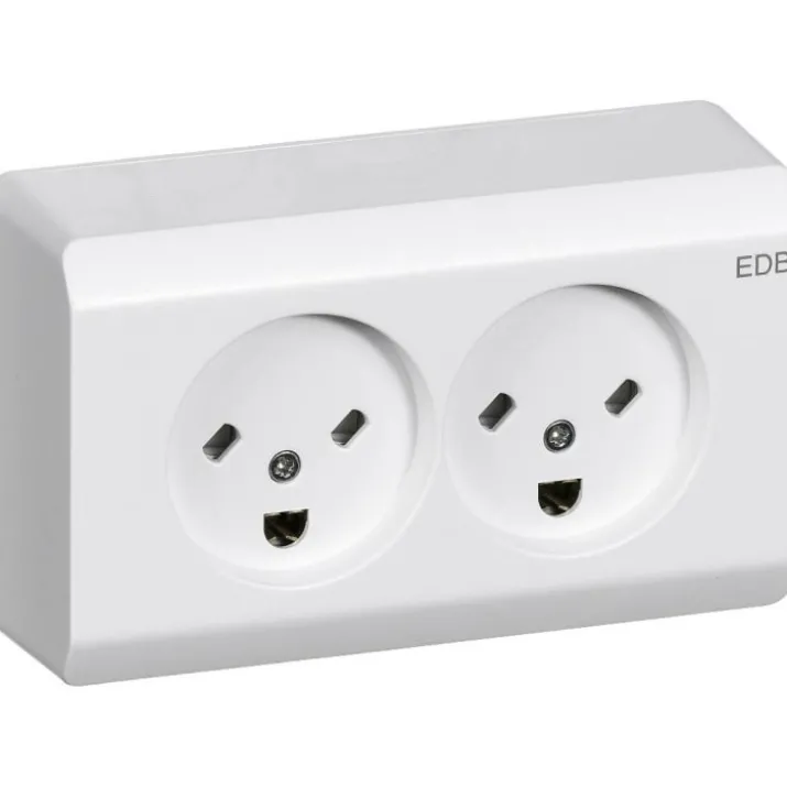 LK Opus 66 dobbelt udvendig EDB stikkontakt, 2 modul, hvid