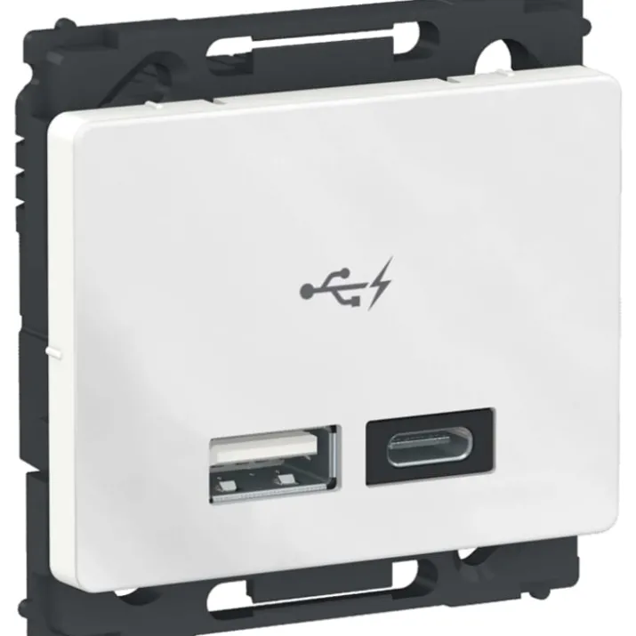 LK Opus 66 USB-lader A+C 2,4A, hvid