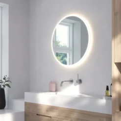 Loevschall Johannesburg RGB spejl med lys, dæmpbar, touch, Ø60 cm