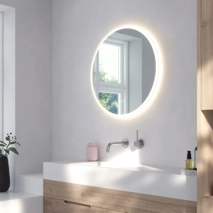 Loevschall Johannesburg RGB spejl med lys, dæmpbar, touch, Ø60 cm