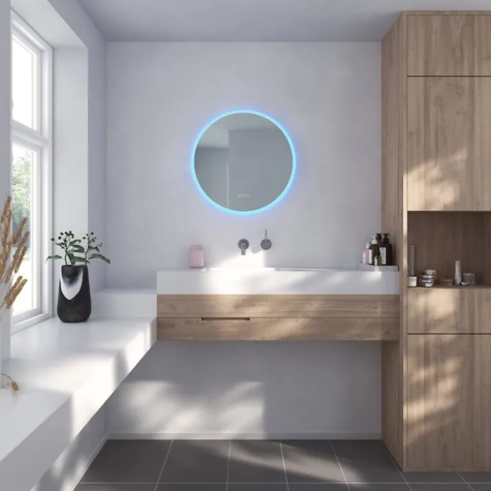 Loevschall Johannesburg RGB spejl med lys, dæmpbar, touch, Ø60 cm