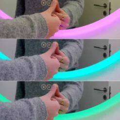 Loevschall Johannesburg RGB spejl med lys, dæmpbar, touch, Ø60 cm