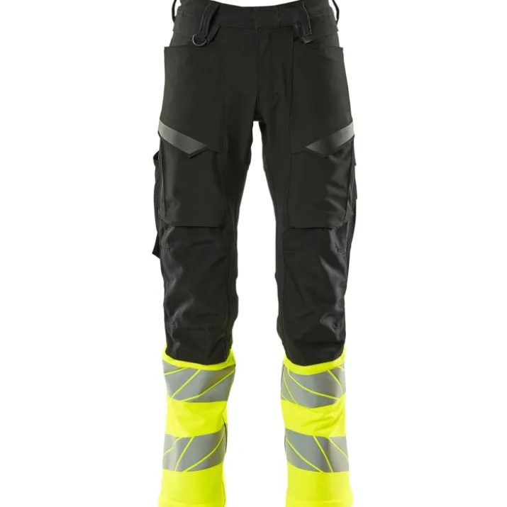 Mascot Accelerate Safe arbejdsbukser med full stretch, sort/hi-vis gul, str. 76C46