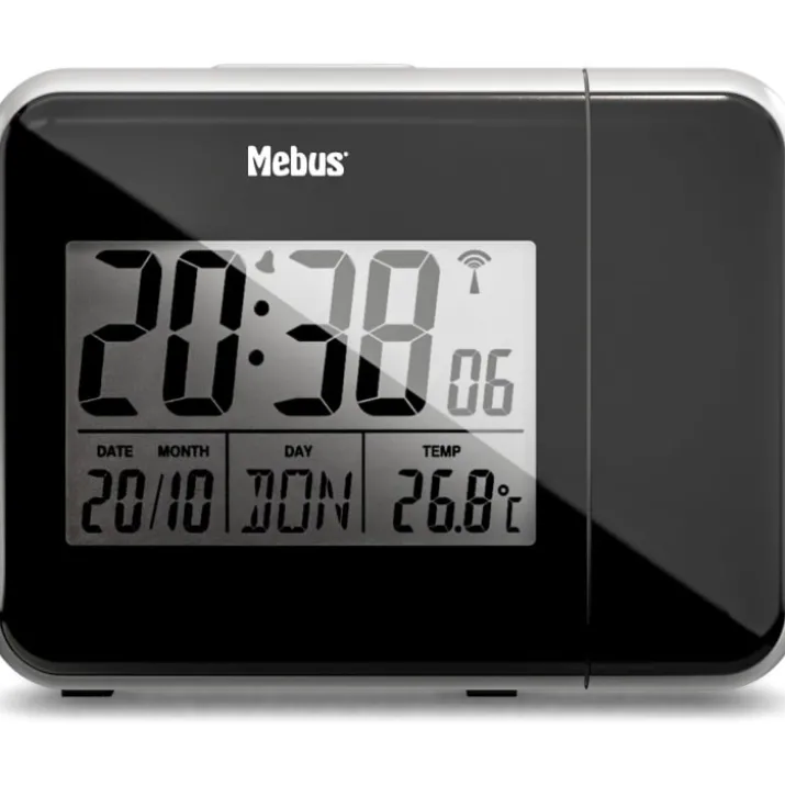 Mebus digitalt projektor vækkeur, sort