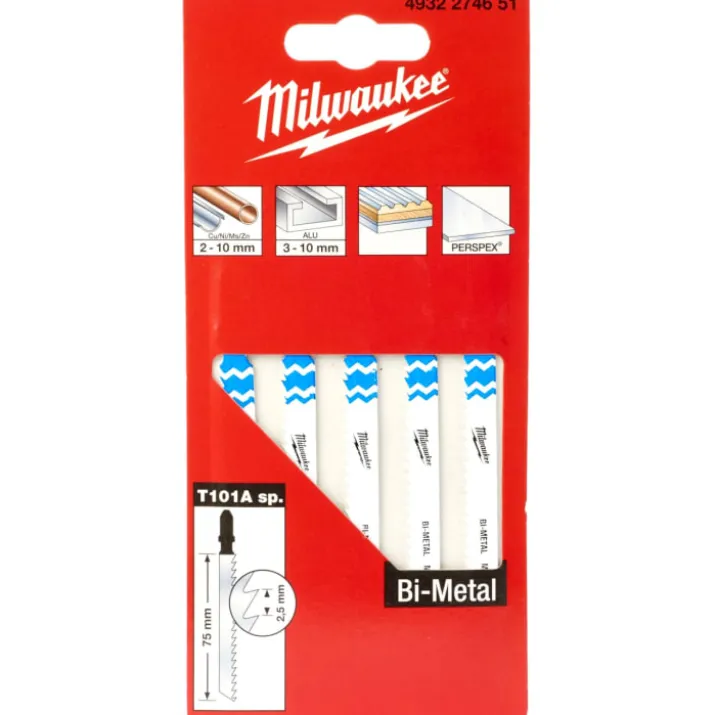 Milwaukee T101A stiksavklinge til metal og alu, 75 mm, 5 stk
