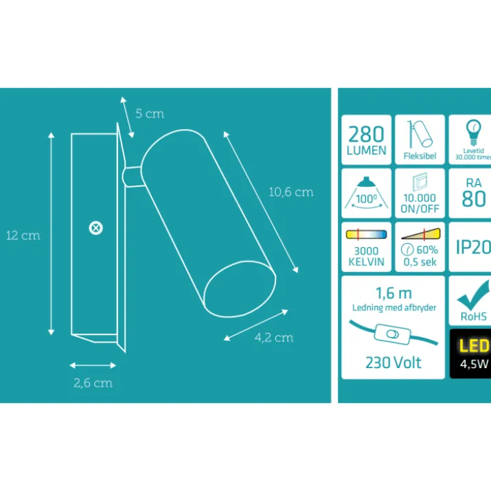 Nielsen Light Ego væglampe, hvid