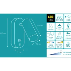 Nielsen Light Ego væglampe med USB, sort