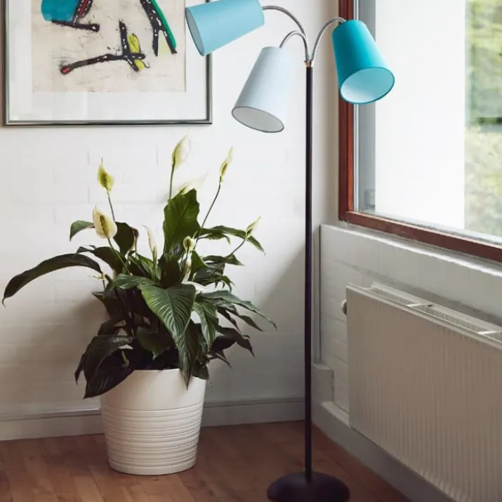 Nielsen Light Salsa gulvlampe, sort med blå nuancer skærme