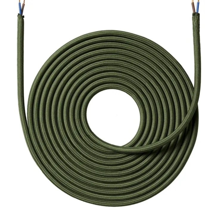 Nielsen Light stofledning, 2x0,75 mm², 4 meter, kaki grøn