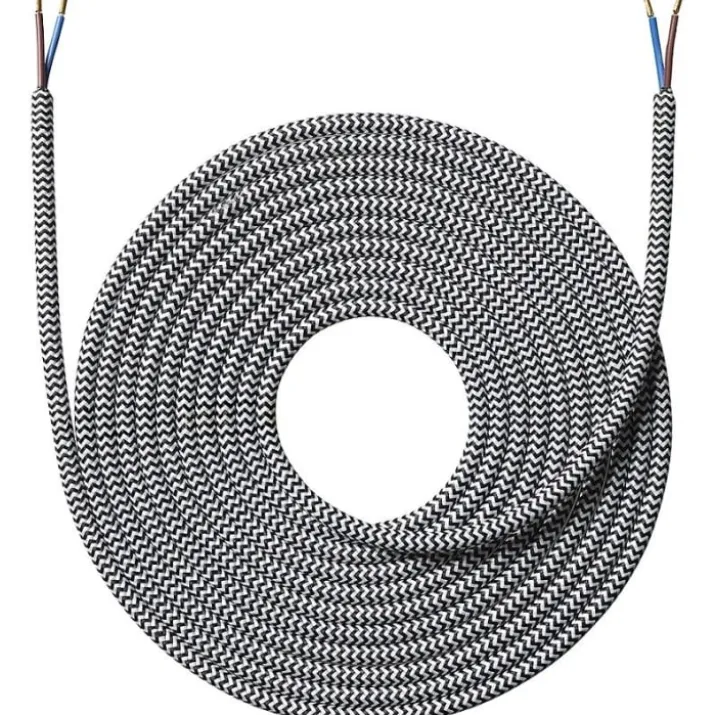 Nielsen Light stofledning, 2x0,75 mm², 4 meter, sort/hvid