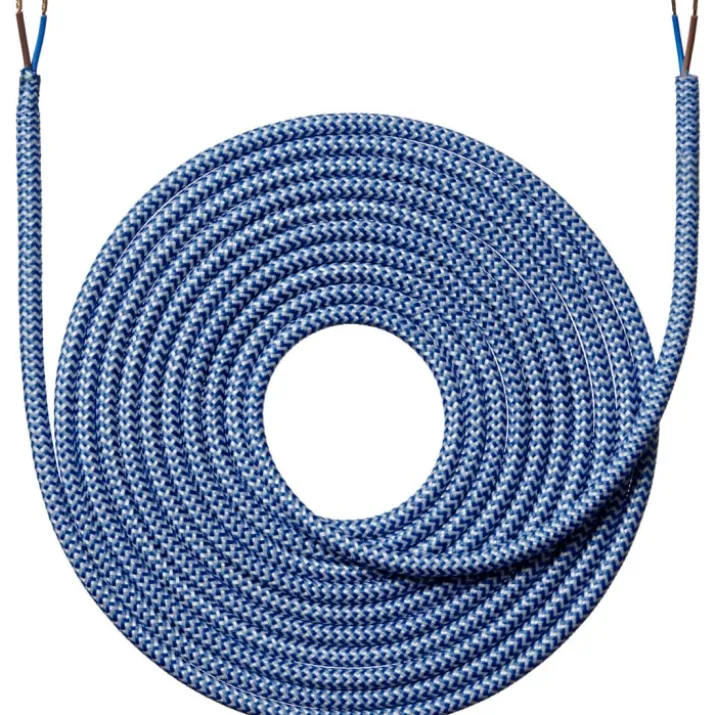 Nielsen Light stofledning, 2x0,75 mm², 4 meter, zigzag mørkeblå