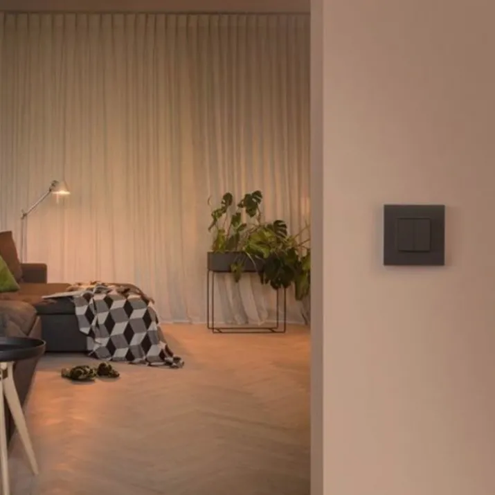Niko Pure kontakt/lysdæmper til Philips Hue, sort stål
