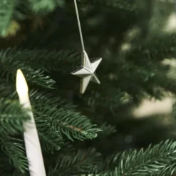 Nordic Winter juletræslys med holder, 20 stk, sølvfarvet