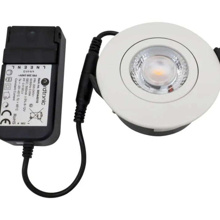 Nordtronic Low Profile Flexible G2 indbygningsspot, Ø7,5 cm, hvid, 4000K