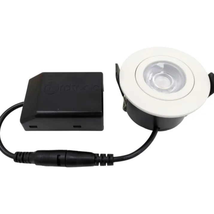 Nordtronic Low Profile Flexible indbygningsspot, driver, Ø5,5 cm, hvid, 2700K