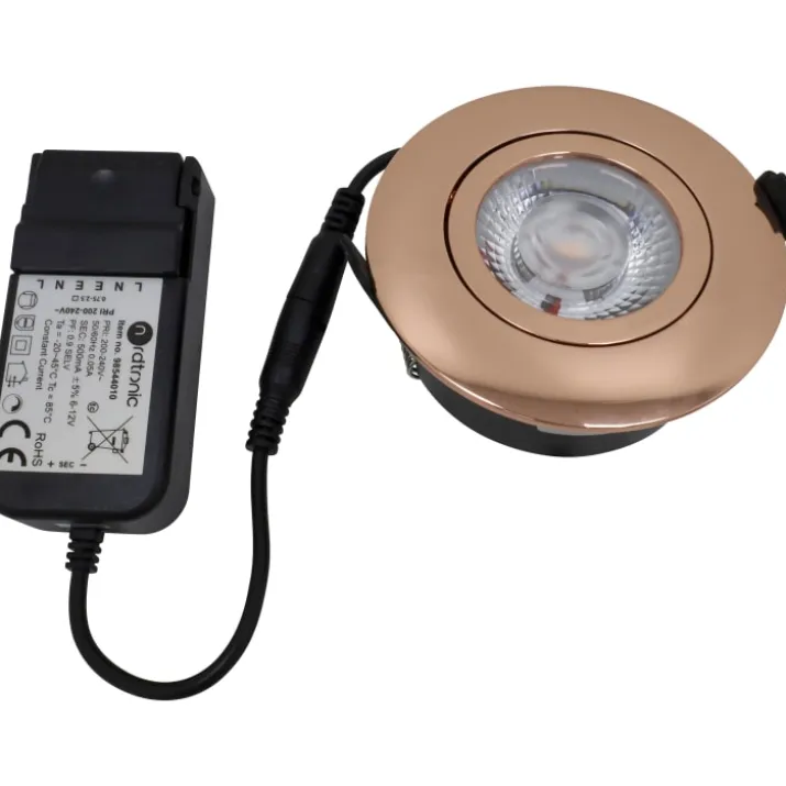 Nordtronic Low Profile Flexible indbygningsspot, driver, Ø8,3 cm, CTW, kobber