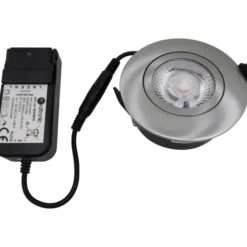 Nordtronic Low Profile Flexible indbygningsspot, driver, Ø8,3 cm, børstet alu, 3000K