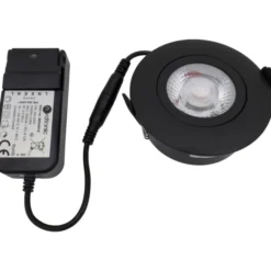 Nordtronic Low Profile Flexible indbygningsspot, driver, Ø8,3 cm, sort, 3000K