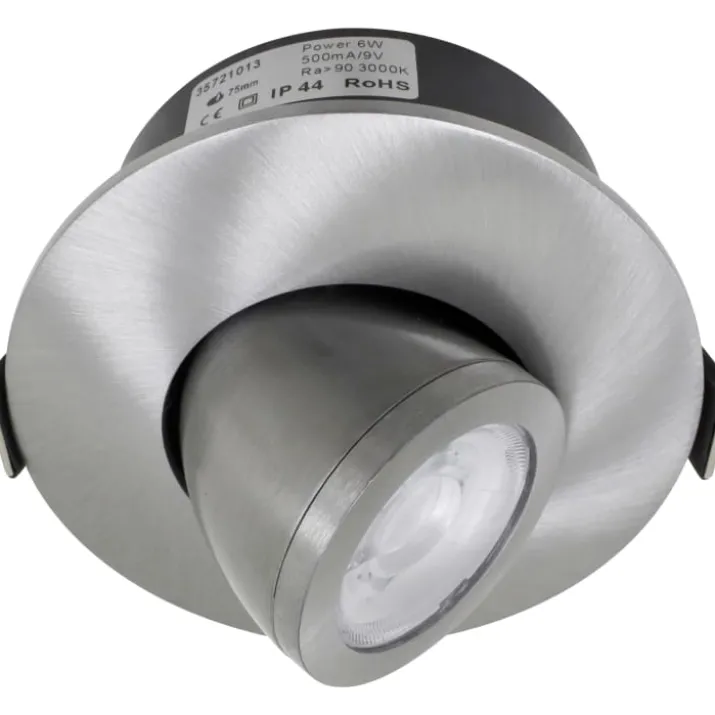 Nordtronic Low Profile Flexible indbygningsspot, kip, Ø7,5 cm, børstet alu, 2700K