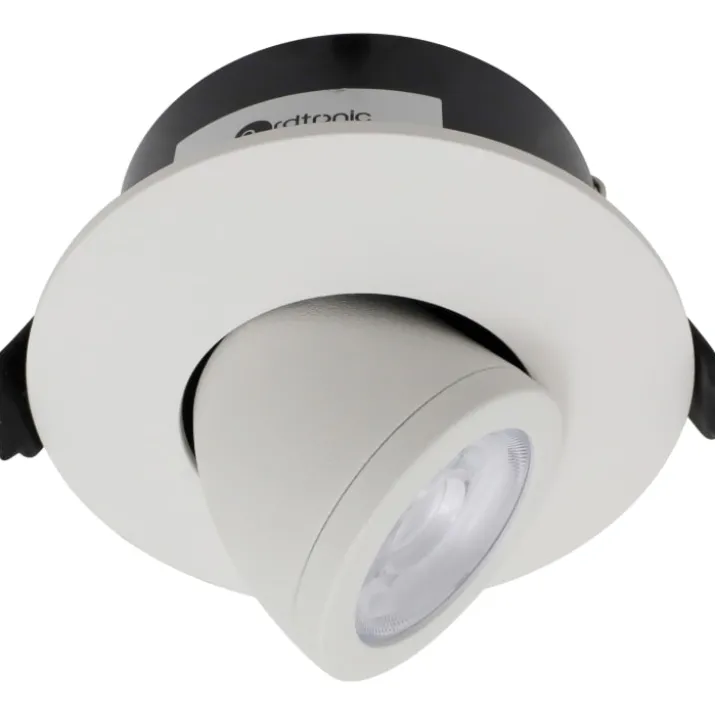 Nordtronic Low Profile Flexible indbygningsspot, kip, Ø7,5 cm, hvid, Ø3000K