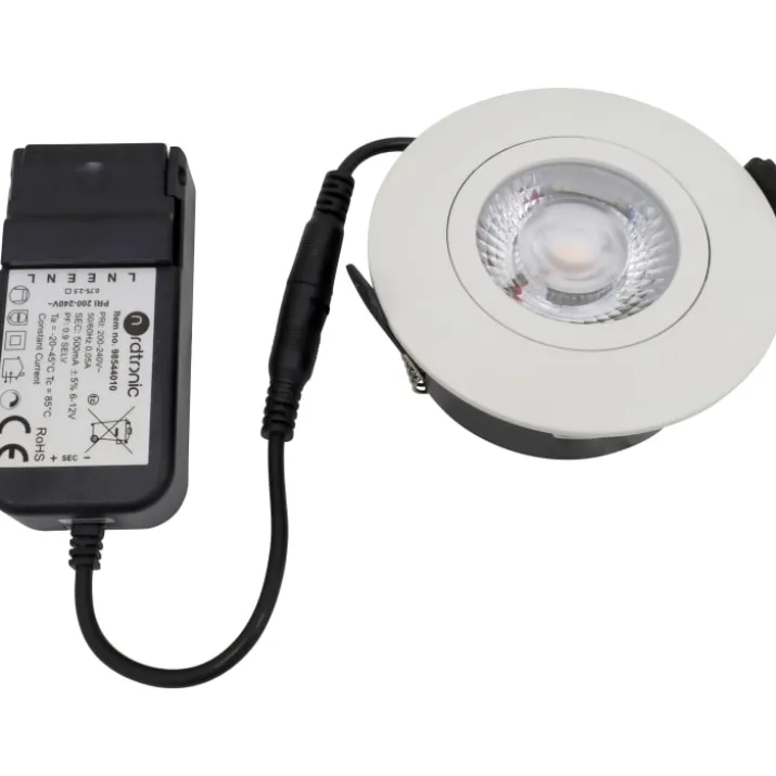 Nordtronic Low Profile Flexible indbygningsspot, Ø8,3 cm, hvid, 4000K