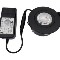 Nordtronic Low Profile Flexible udendørs indbygningsspot, driver, Ø7,5 cm, sort, 3000K