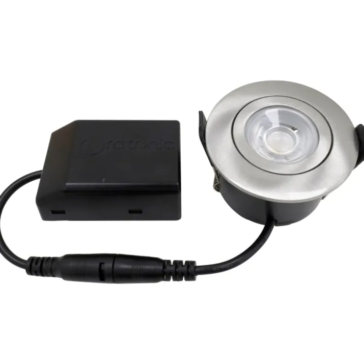 Nordtronic Low Profile Flexible udendørs indbygningsspot, Ø5,5 cm, børstet alu, 3000K