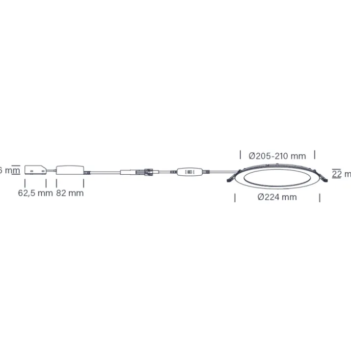Nordtronic Lucette G2 indbygningsspot, Ø25 cm
