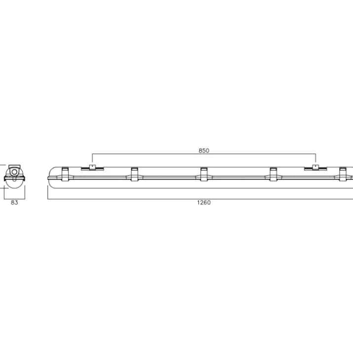 NVC Lighting Alaska LED armatur, 1xT8 LED rør, 120 cm