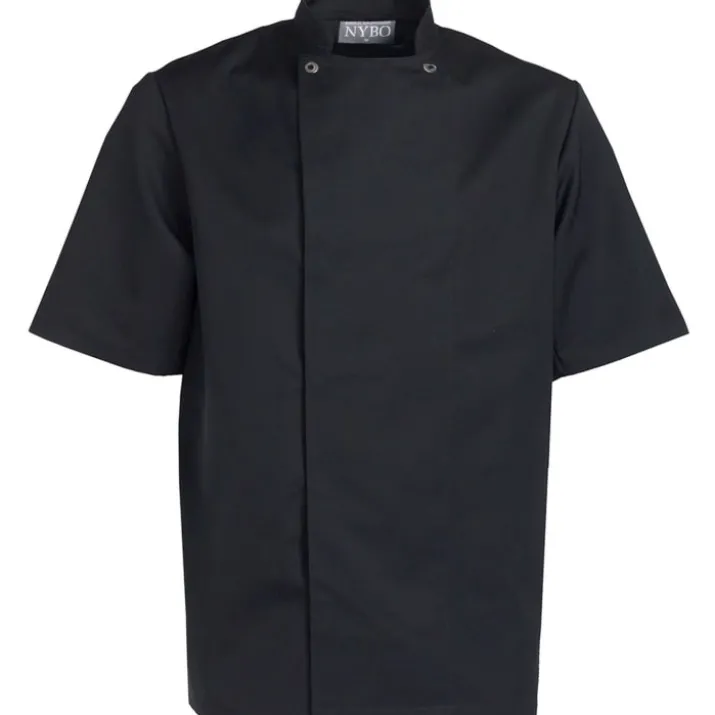 Nybo Workwear Take Away kokkejakke med korte ærmer, sort, str. 4XL