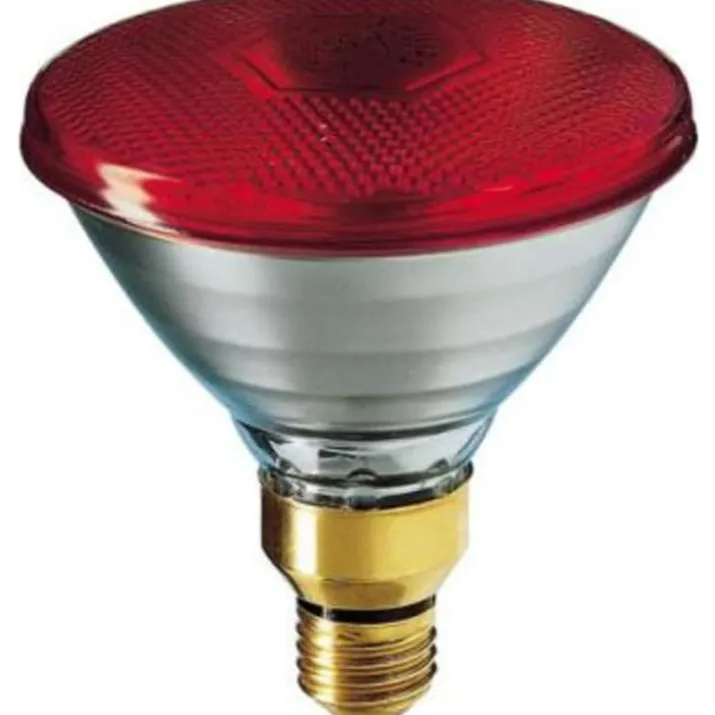PAR38 IR plantelys E27 rød, 100W presglas