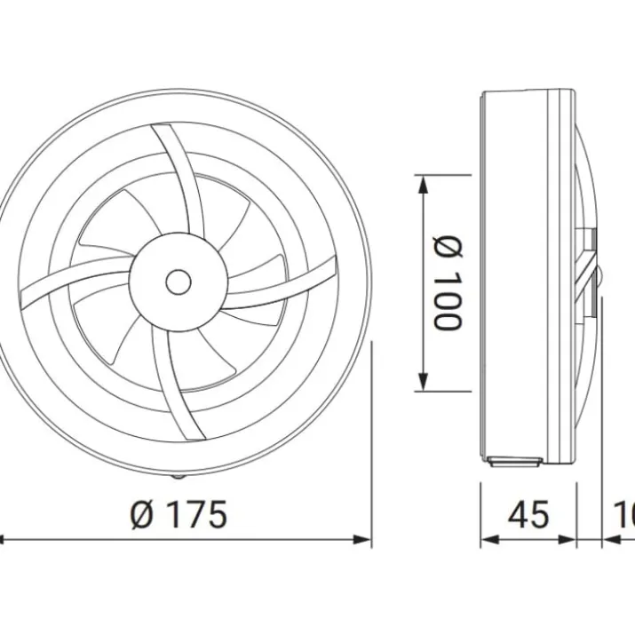 Pax Brisa badventilator, fugtstyring, timer, Ø100 mm, sort