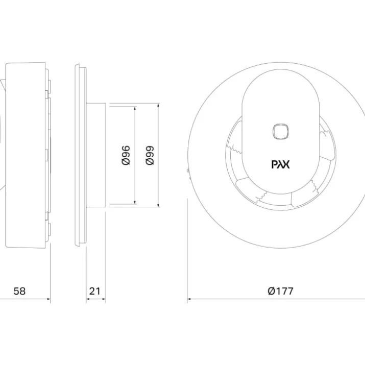 Pax Calima badventilator, app styring, Ø100 mm, hvid
