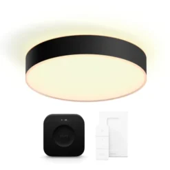 Philips Hue Enrave plafond, sort, Ø38 cm, startsæt