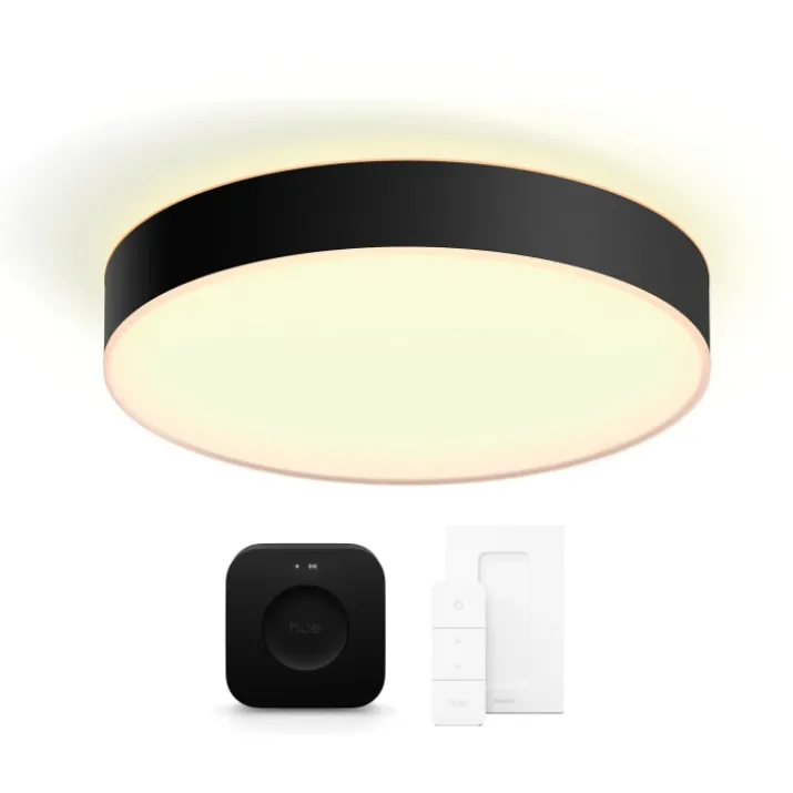 Philips Hue Enrave plafond, sort, Ø42 cm, startsæt