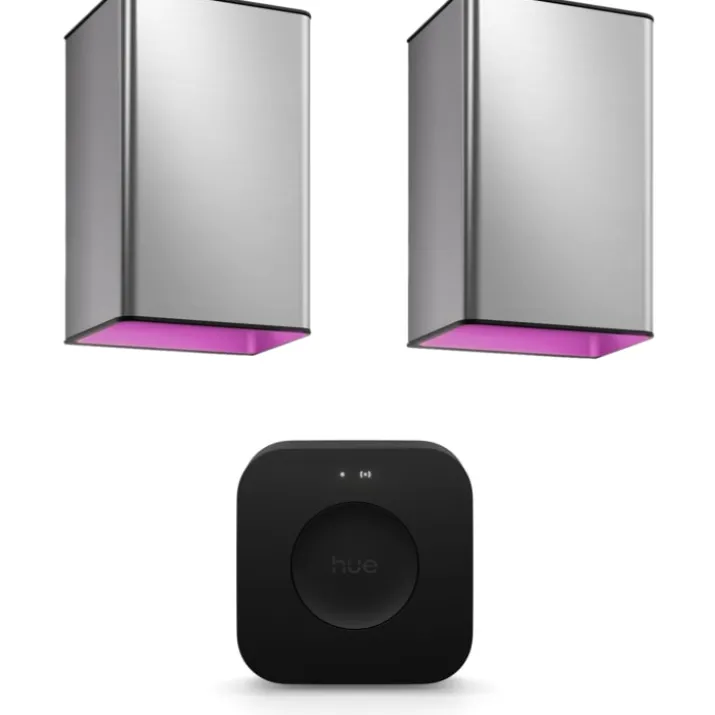 Philips Hue Resonate udendørs væglamper med Bridge Pro, aluminium, 2-pak