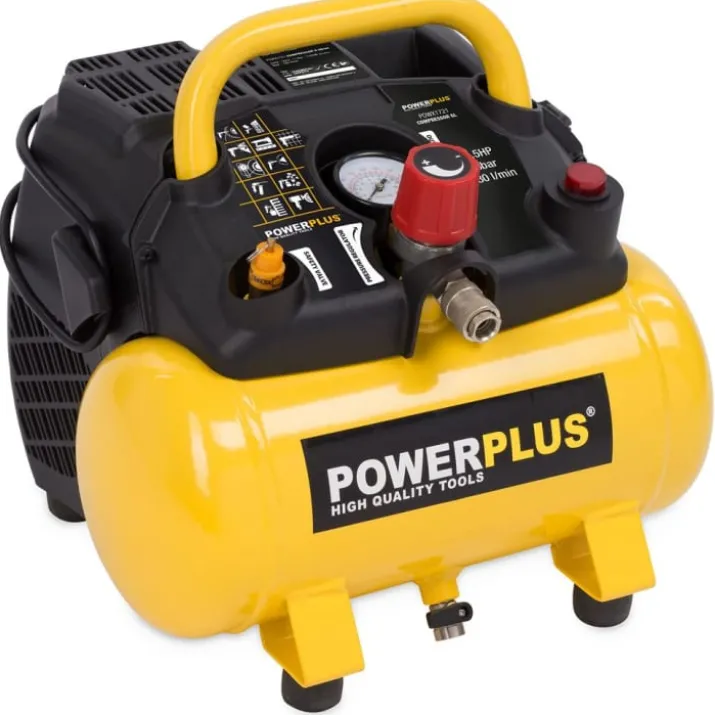 PowerPlus oliefri kompressor med 6 liters tank, 1,5HK