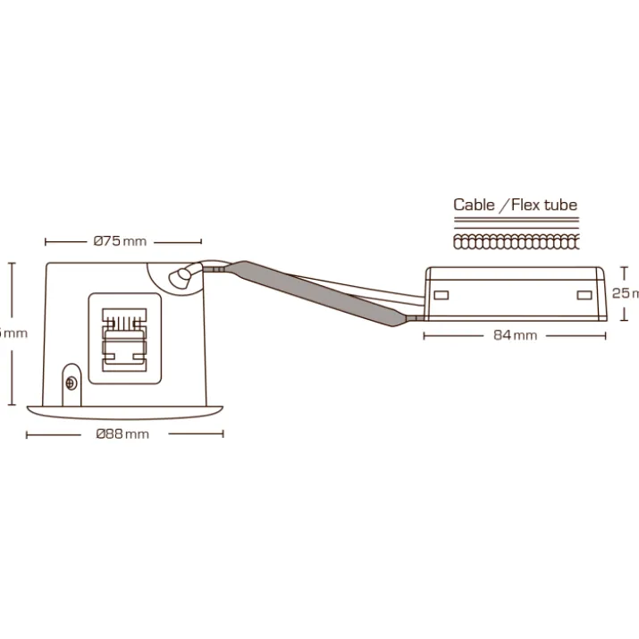 Scan Products Alda indbygningsspot, GU10, børstet aluminium