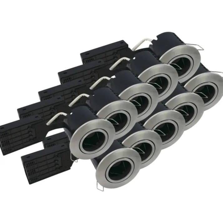 Scan Products Luna Quick Install indbygningsspot, børstet aluminium, 10-pak