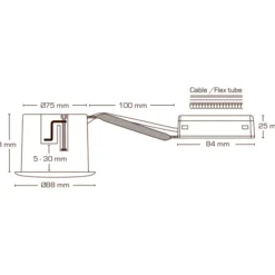 Scan Products Luna Quick Install udendørs indbygningsspot, 3000K, sort